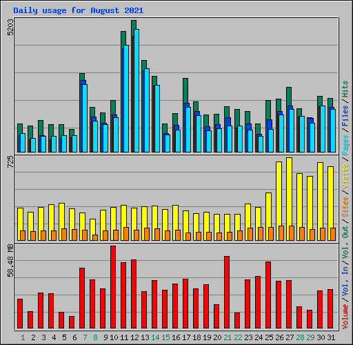 Daily usage for August 2021